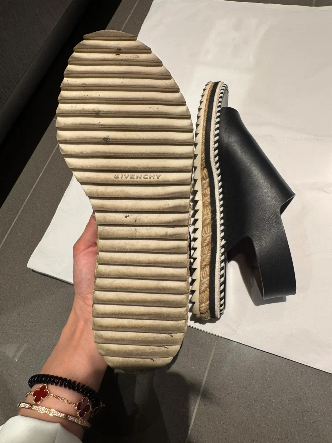 Givenchy Black Leather Espadrille Sandals - Size 37 image indicator(3)