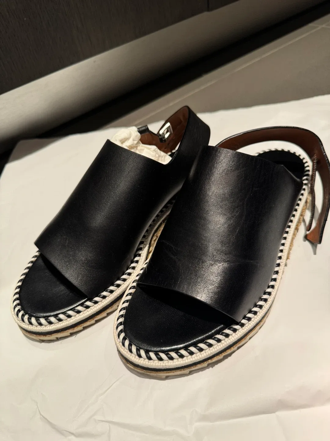 Givenchy Black Leather Espadrille Sandals - Size 37 image indicator(5)