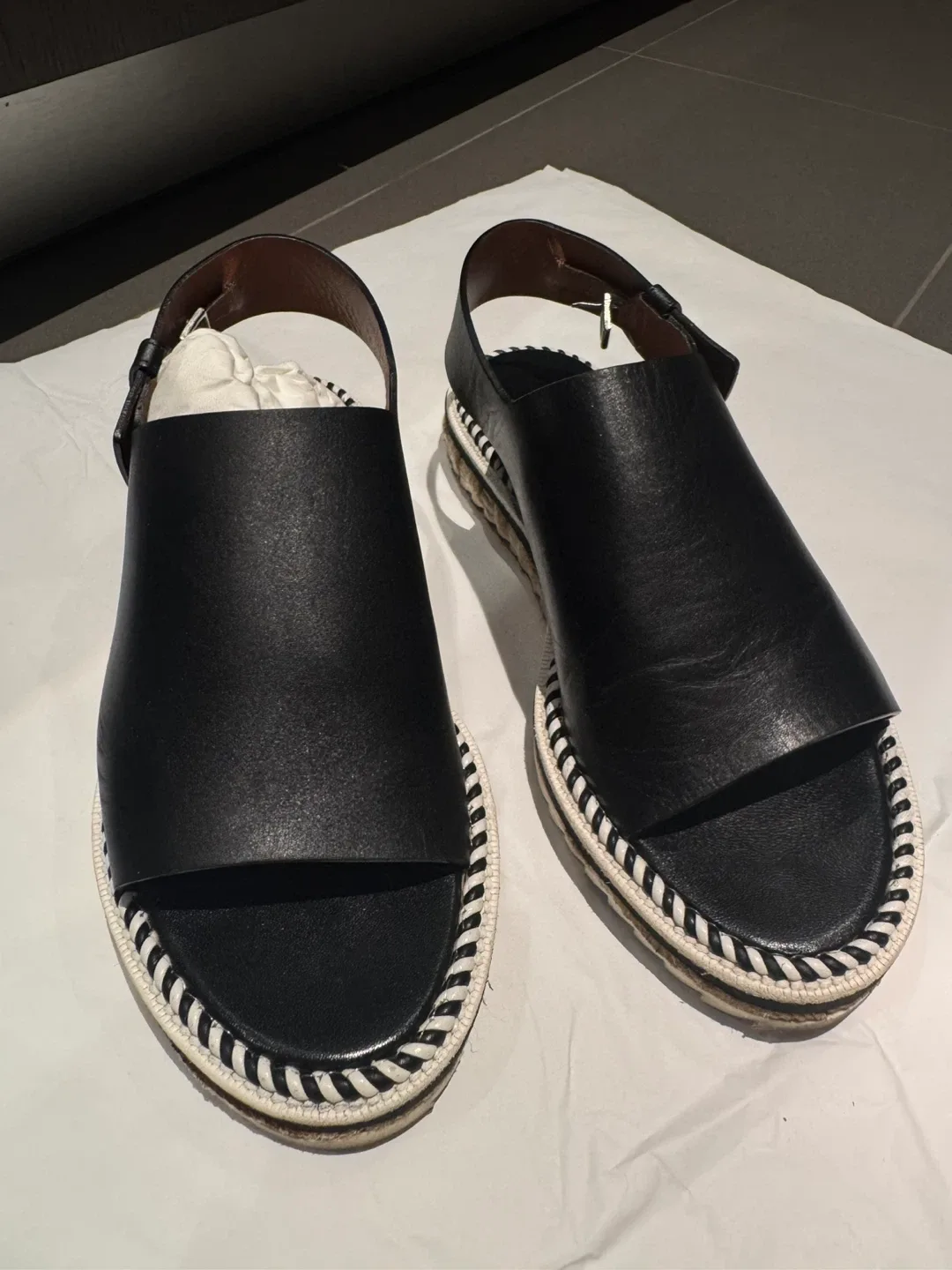 Givenchy Black Leather Espadrille Sandals - Size 37 image indicator(7)