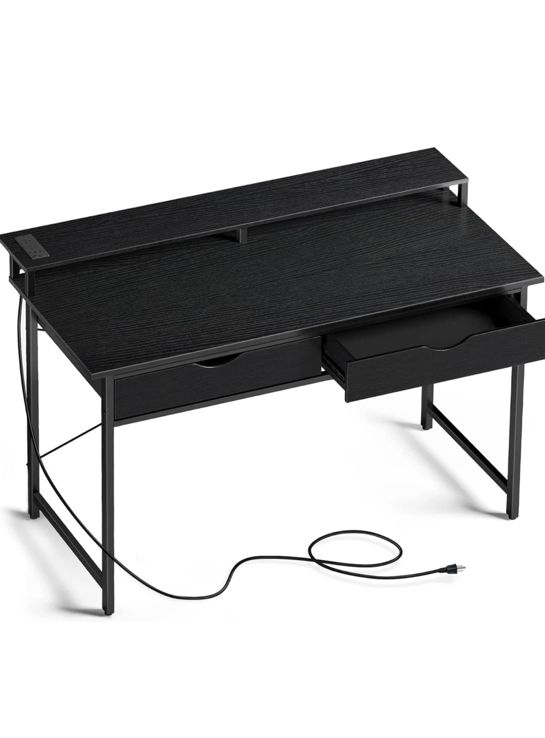 Computer Desk with Shelf & Drawers - Black - photo 3