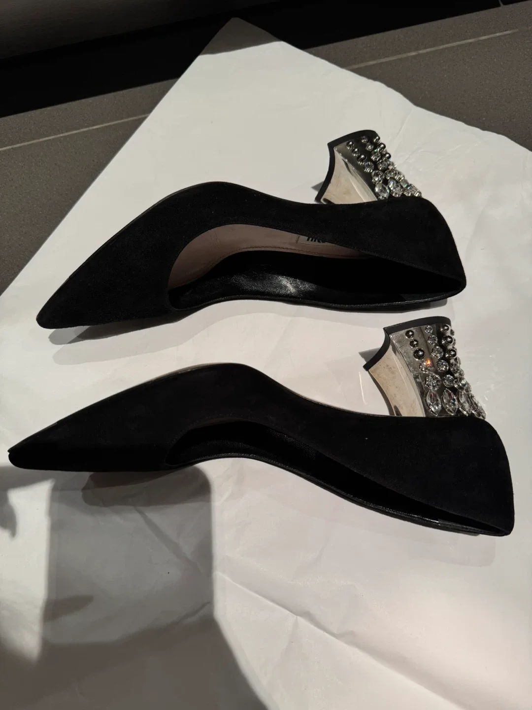Miu Miu Black Suede Heels Size 36.5 image indicator(6)