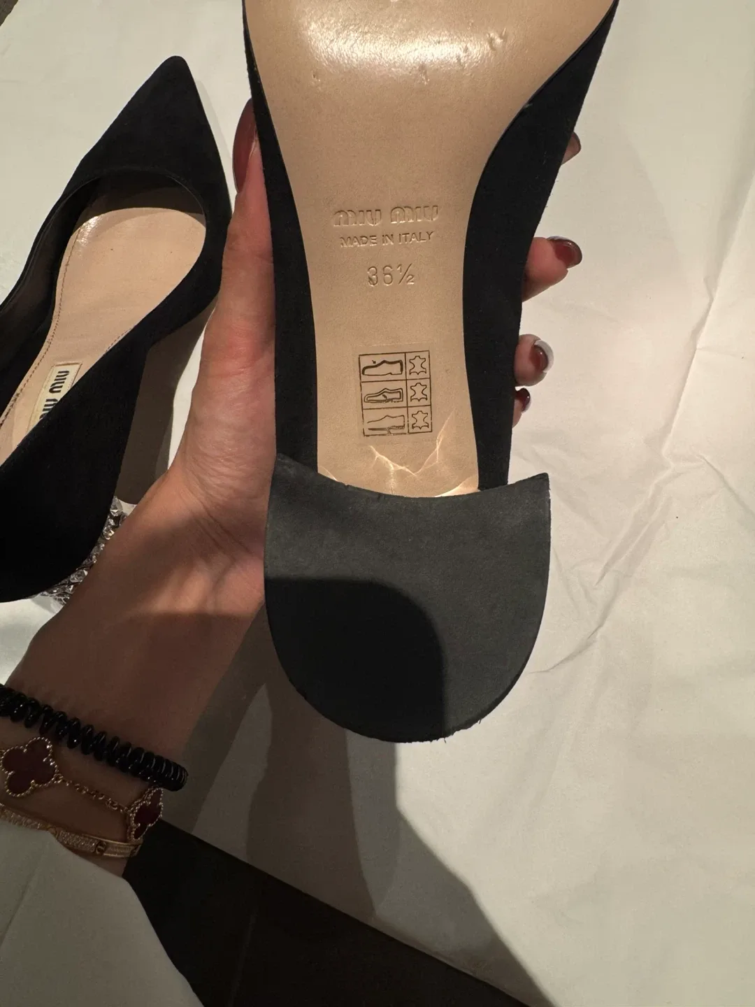 Miu Miu Black Suede Heels Size 36.5 image indicator(3)