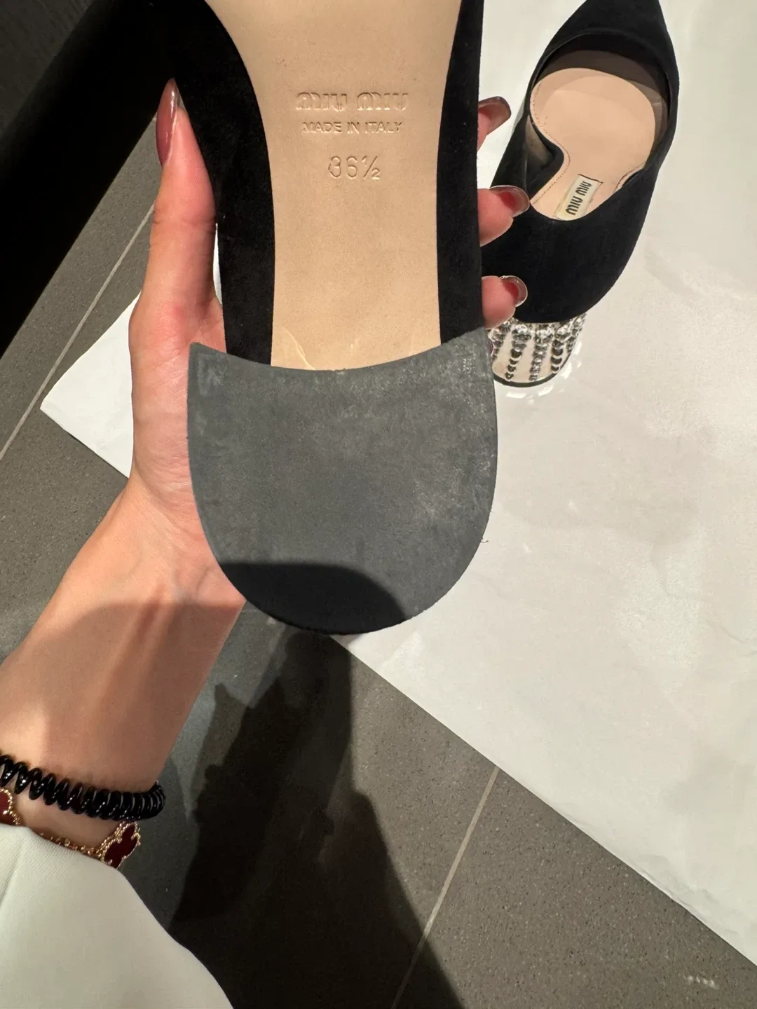 Miu Miu Black Suede Heels Size 36.5 image indicator(2)