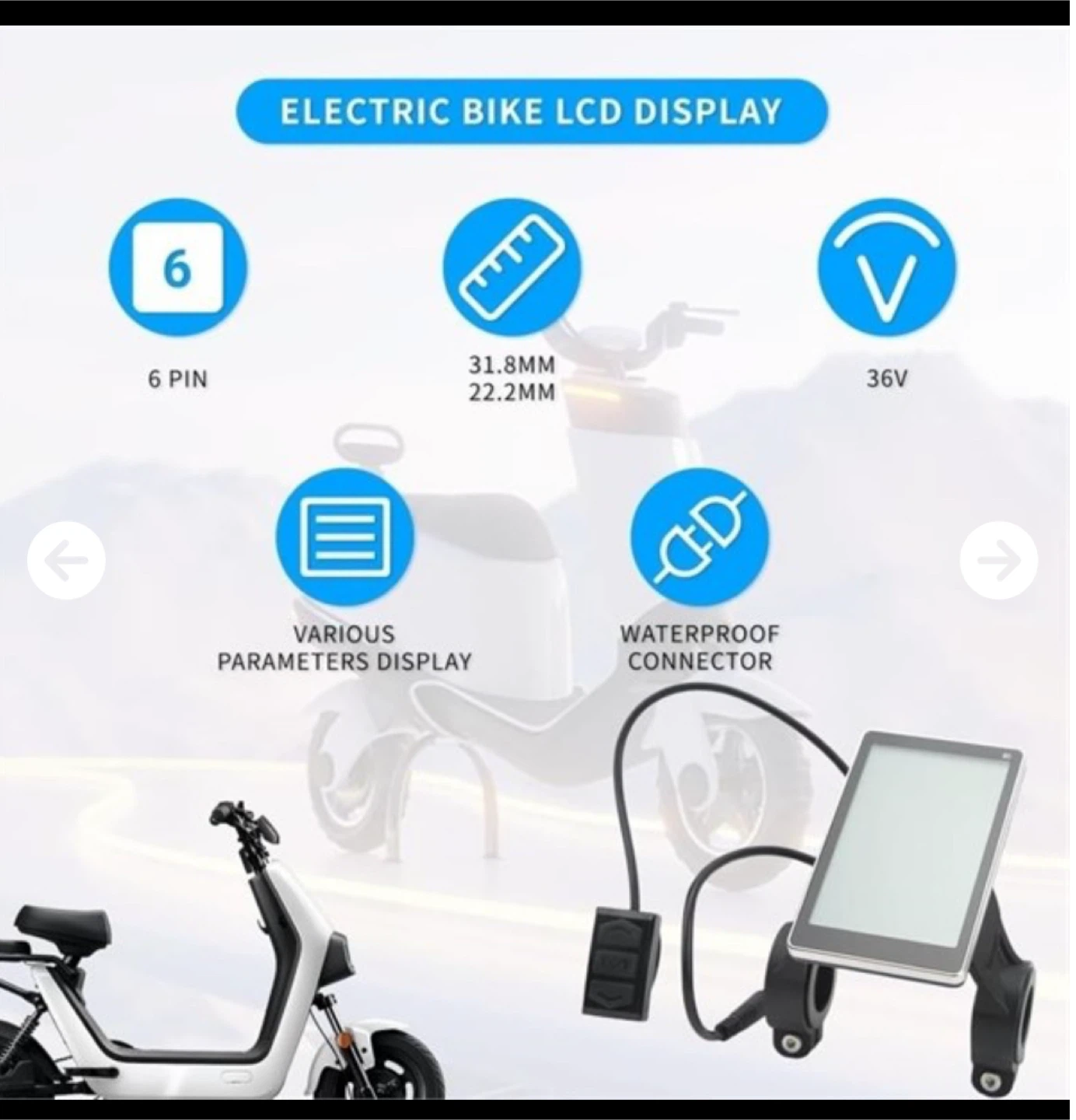 Electric Bike LCD Display, M5 31.8mm & 22.2mm - photo 2