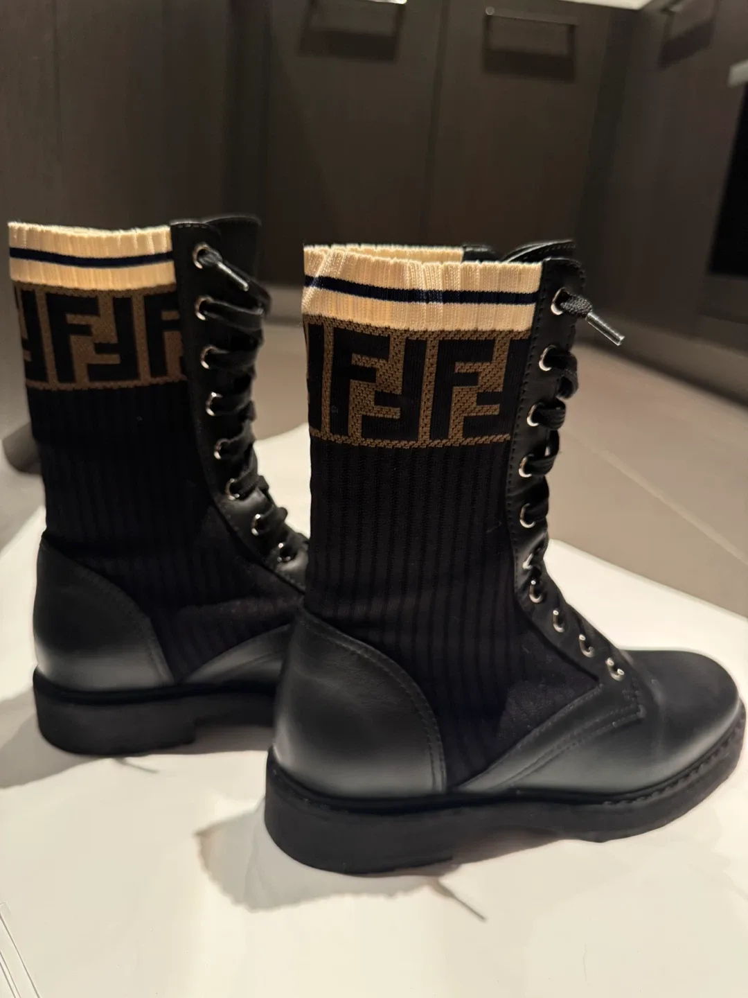 Fendi Black Leather Combat Boots image indicator(4)