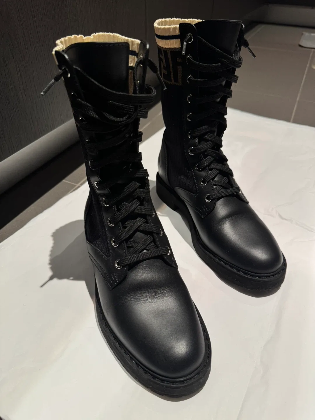 Fendi Black Leather Combat Boots image indicator(6)