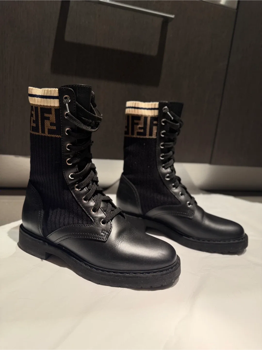 Fendi Black Leather Combat Boots image indicator(5)
