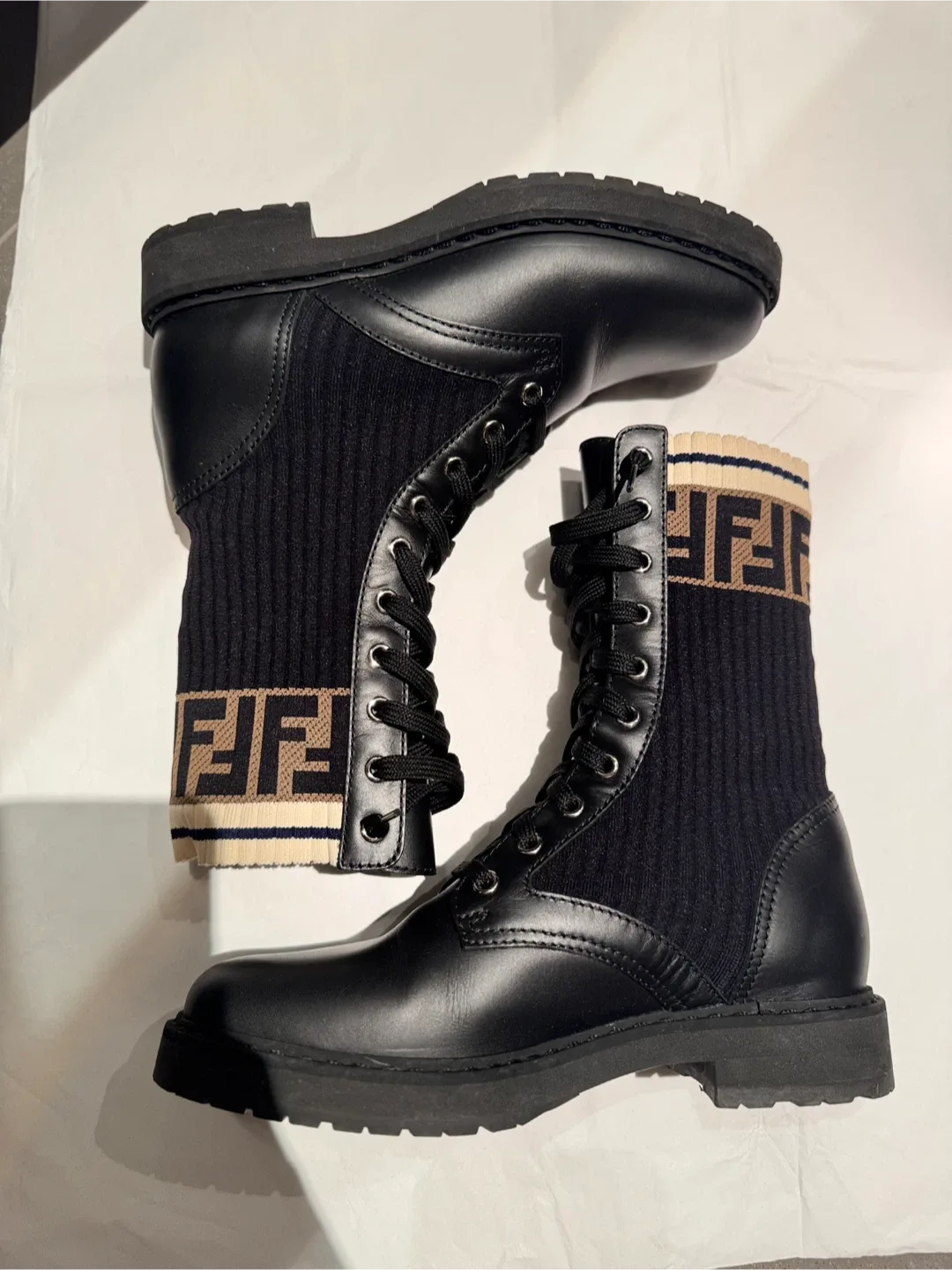 Fendi Black Leather Combat Boots image indicator(3)