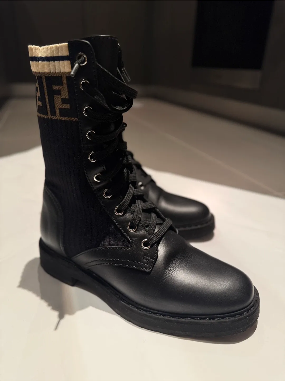 Fendi Black Leather Combat Boots image indicator(2)