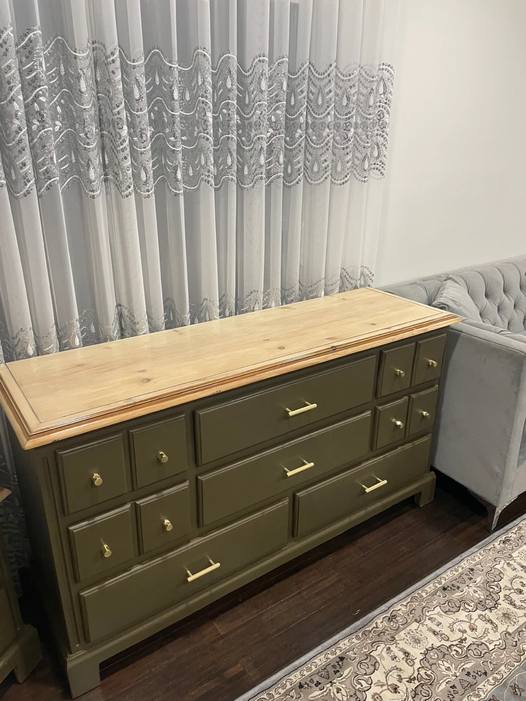 Olive Green Dresser - 59.5"W x 18"D x 34"H - photo 2