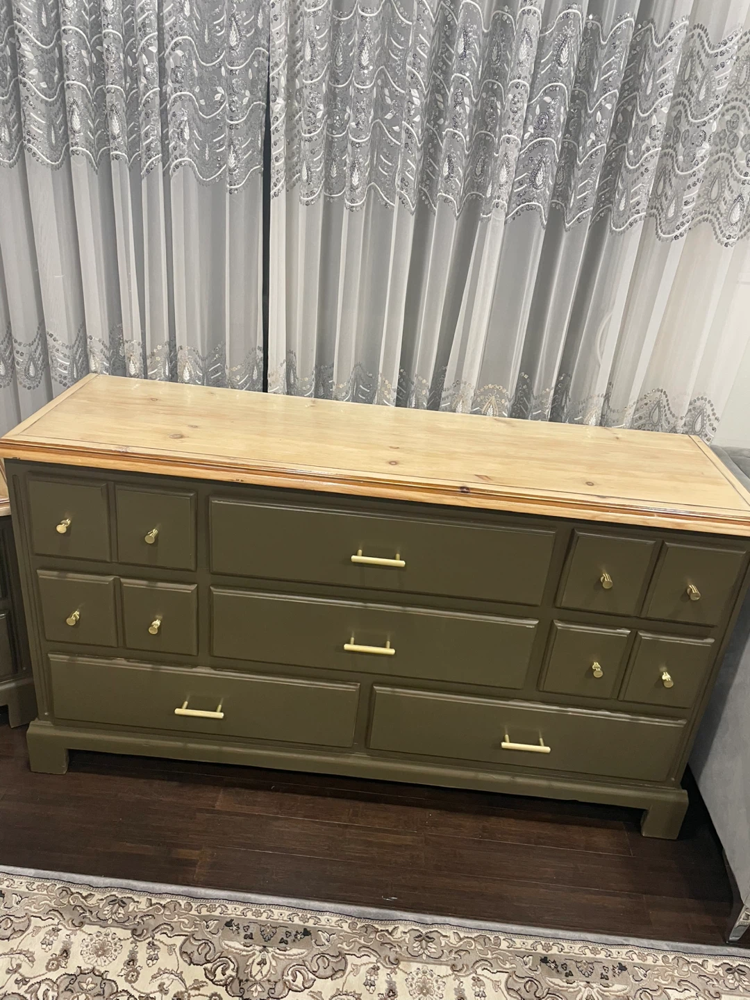 Olive Green Dresser - 59.5"W x 18"D x 34"H