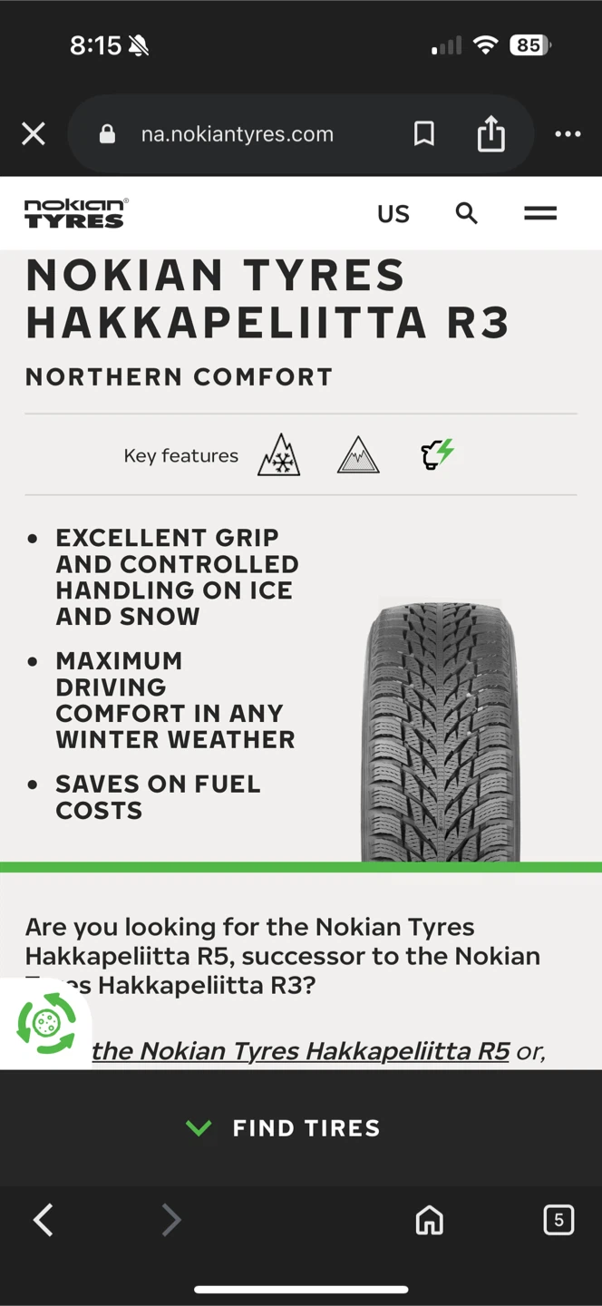Nokian Hakkapeliitta R3 Winter Tires 215/55R17 - photo 2