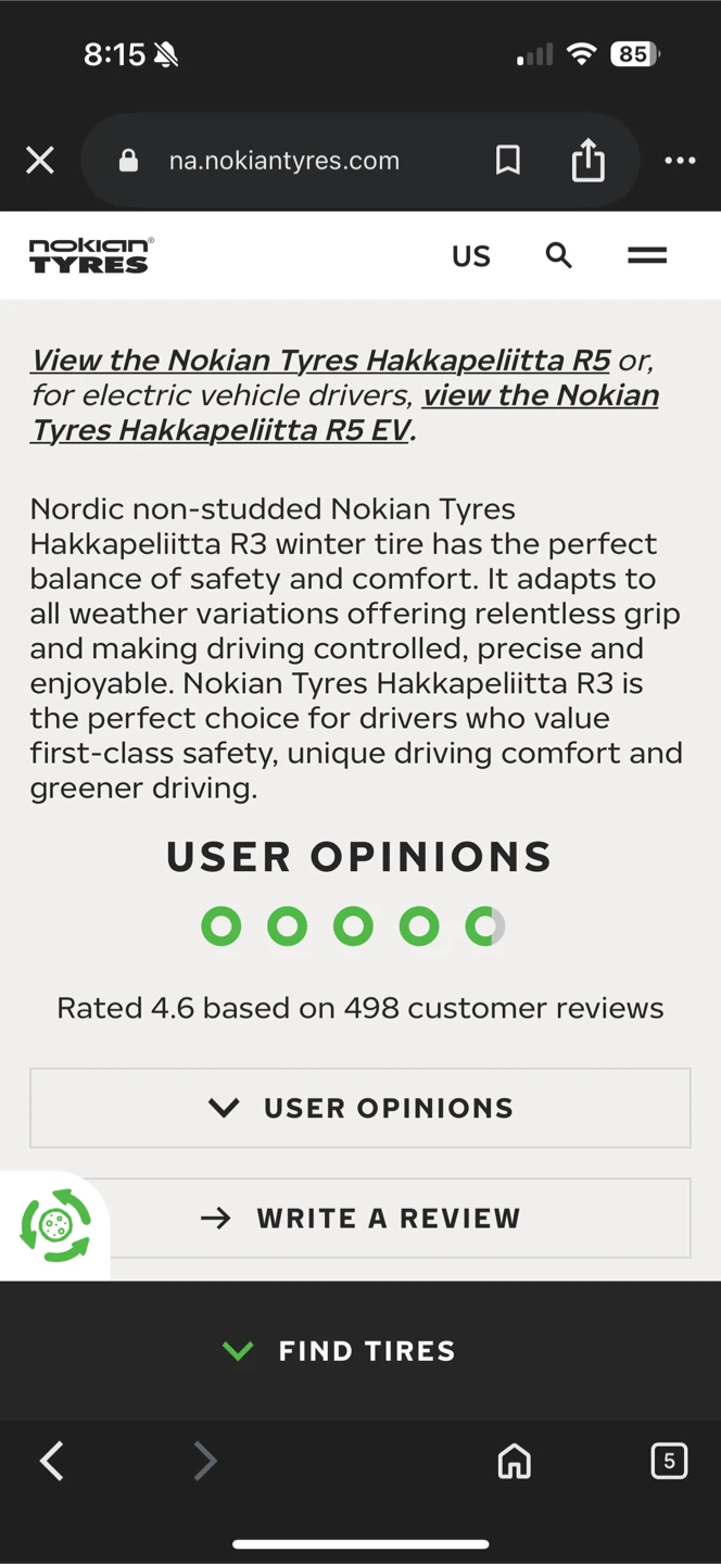 Nokian Hakkapeliitta R3 Winter Tires 215/55R17 - photo 3