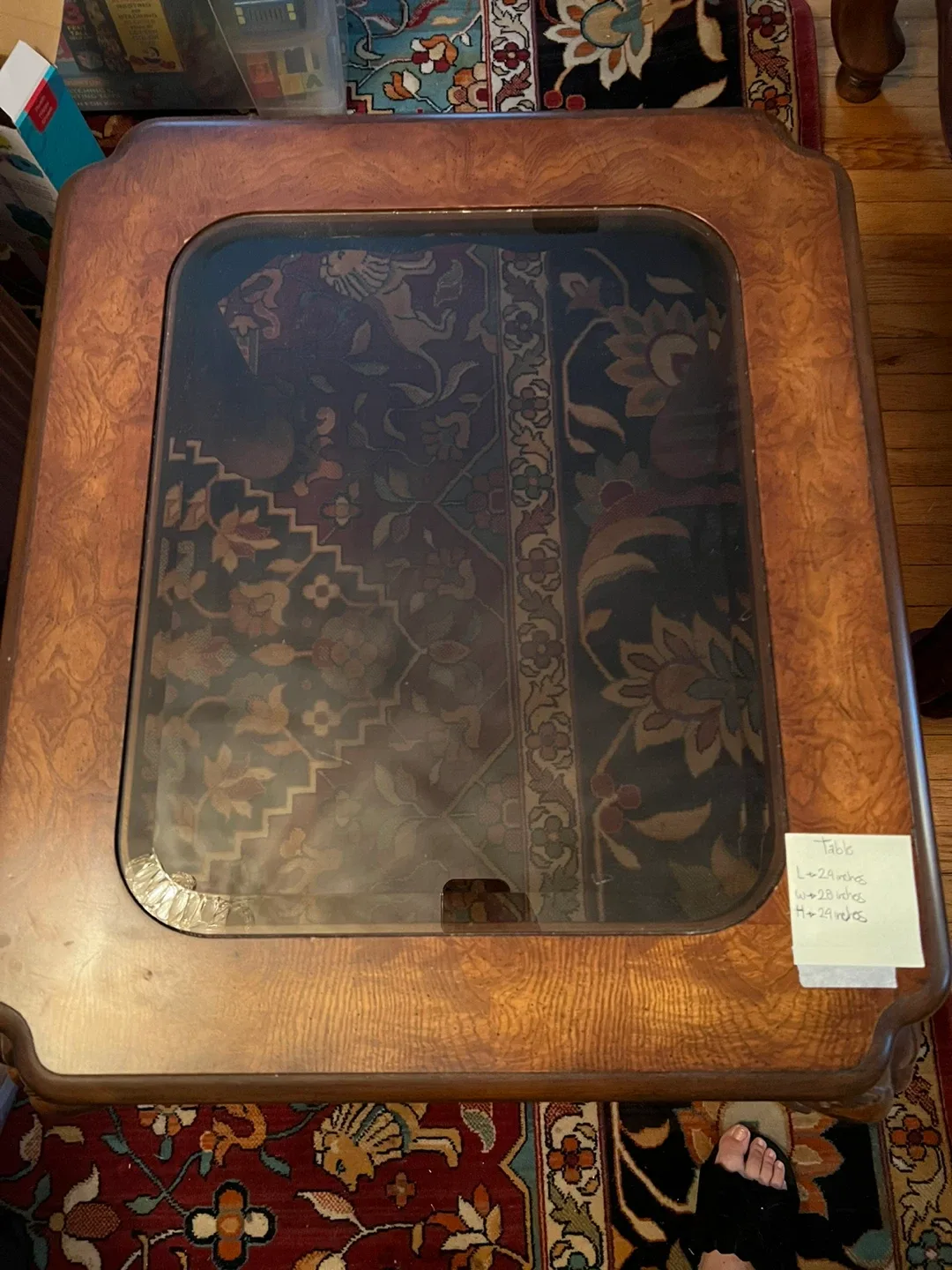 Ornate Wood & Glass Coffee Table image indicator(3)