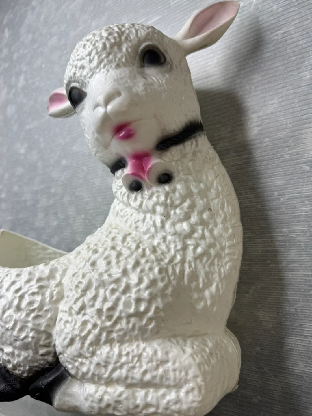 vintage BLOW MOLD LAMB Planter Flower Pot Easter Christmas image indicator(3)