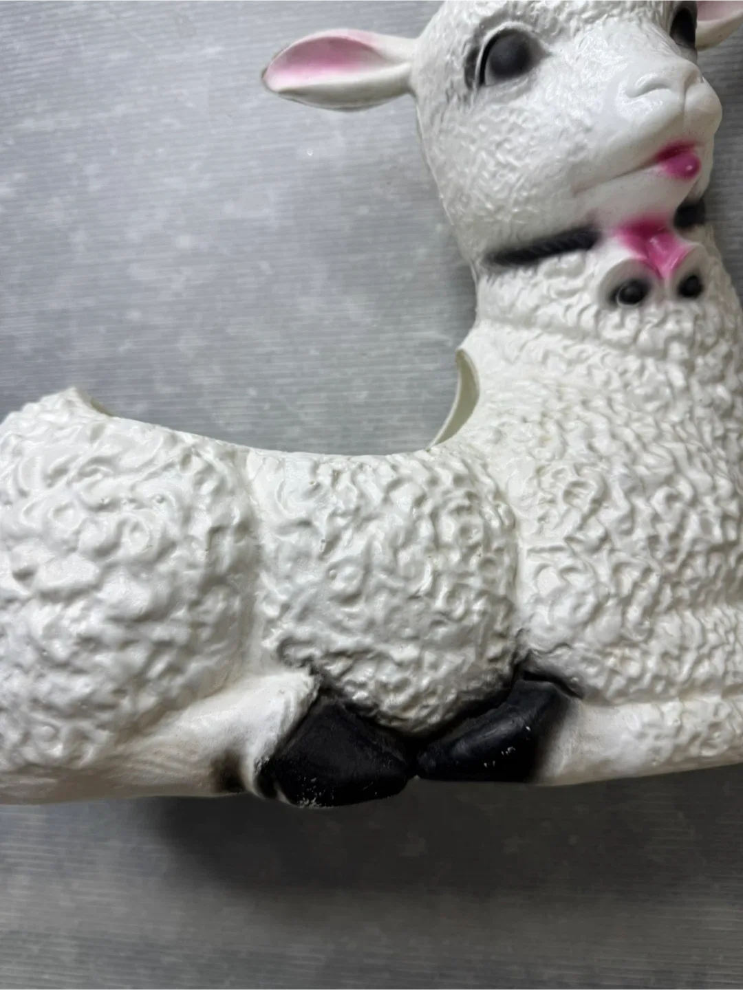 vintage BLOW MOLD LAMB Planter Flower Pot Easter Christmas image indicator(4)