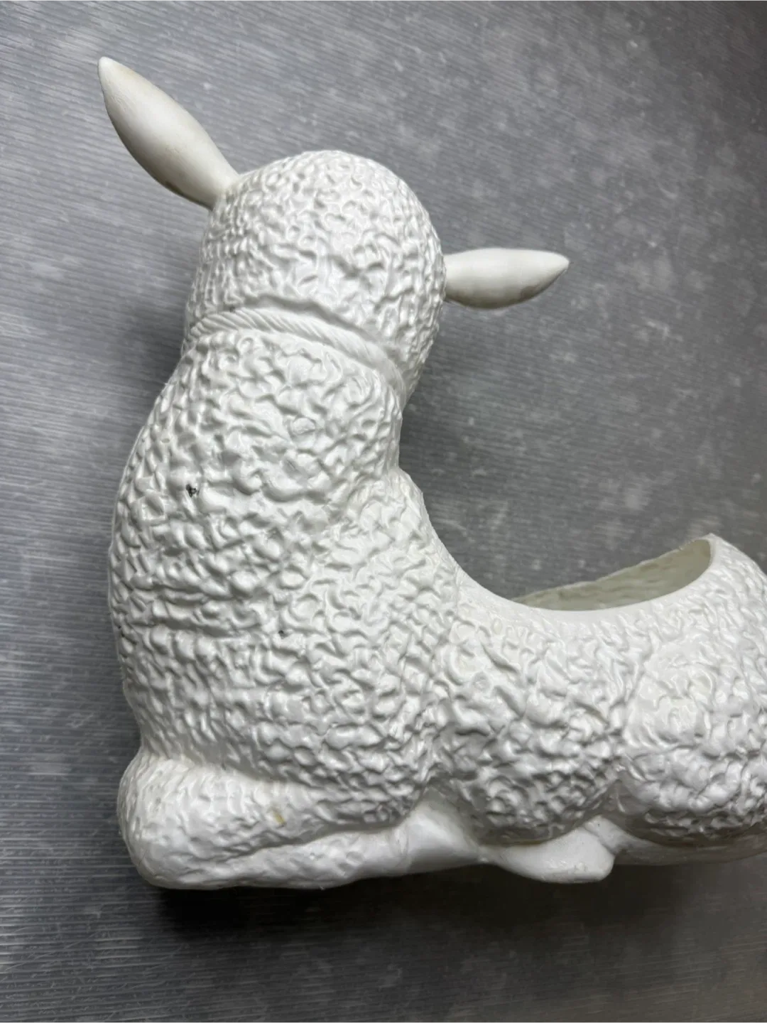 vintage BLOW MOLD LAMB Planter Flower Pot Easter Christmas image indicator(9)