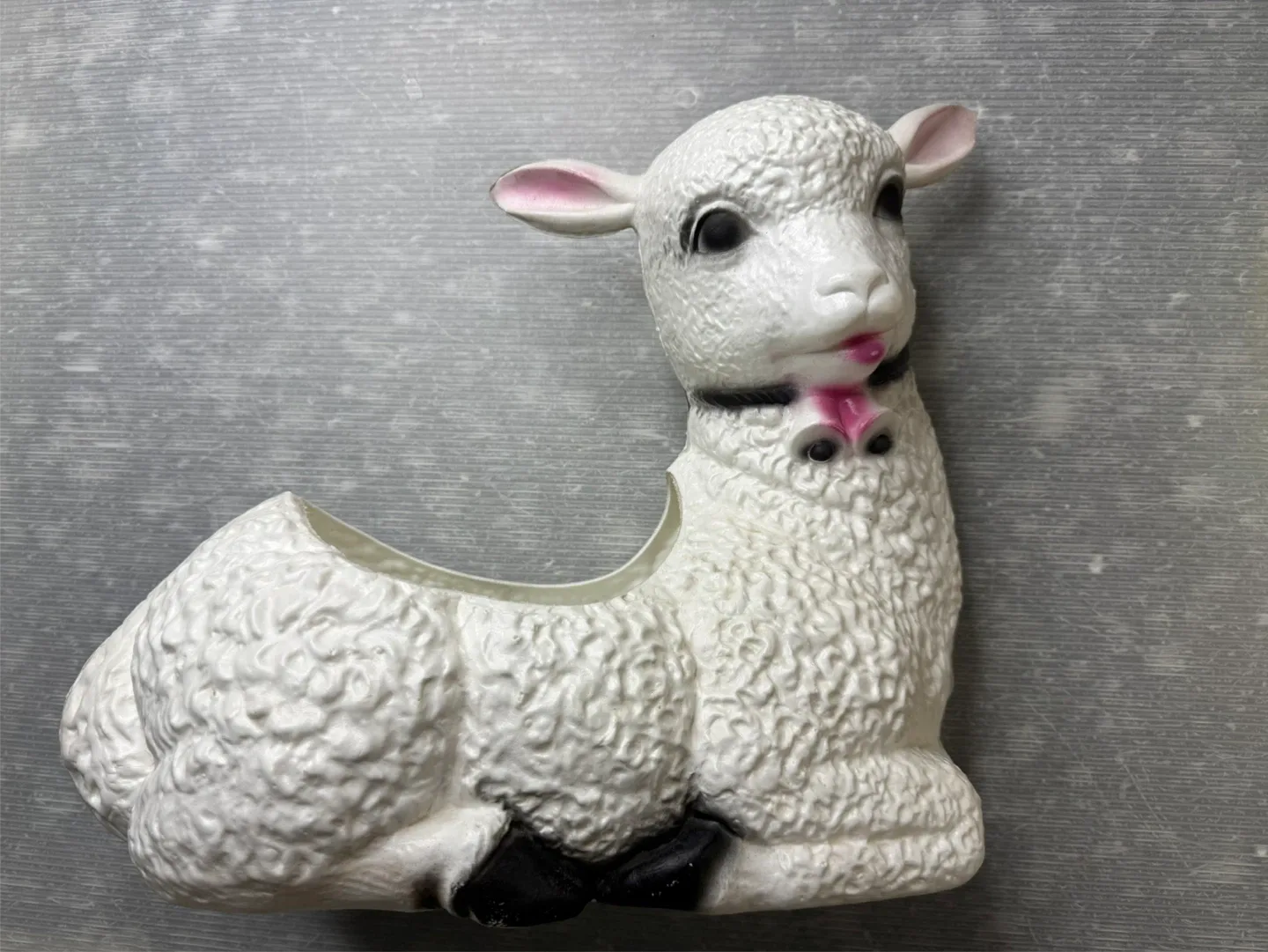vintage BLOW MOLD LAMB Planter Flower Pot Easter Christmas