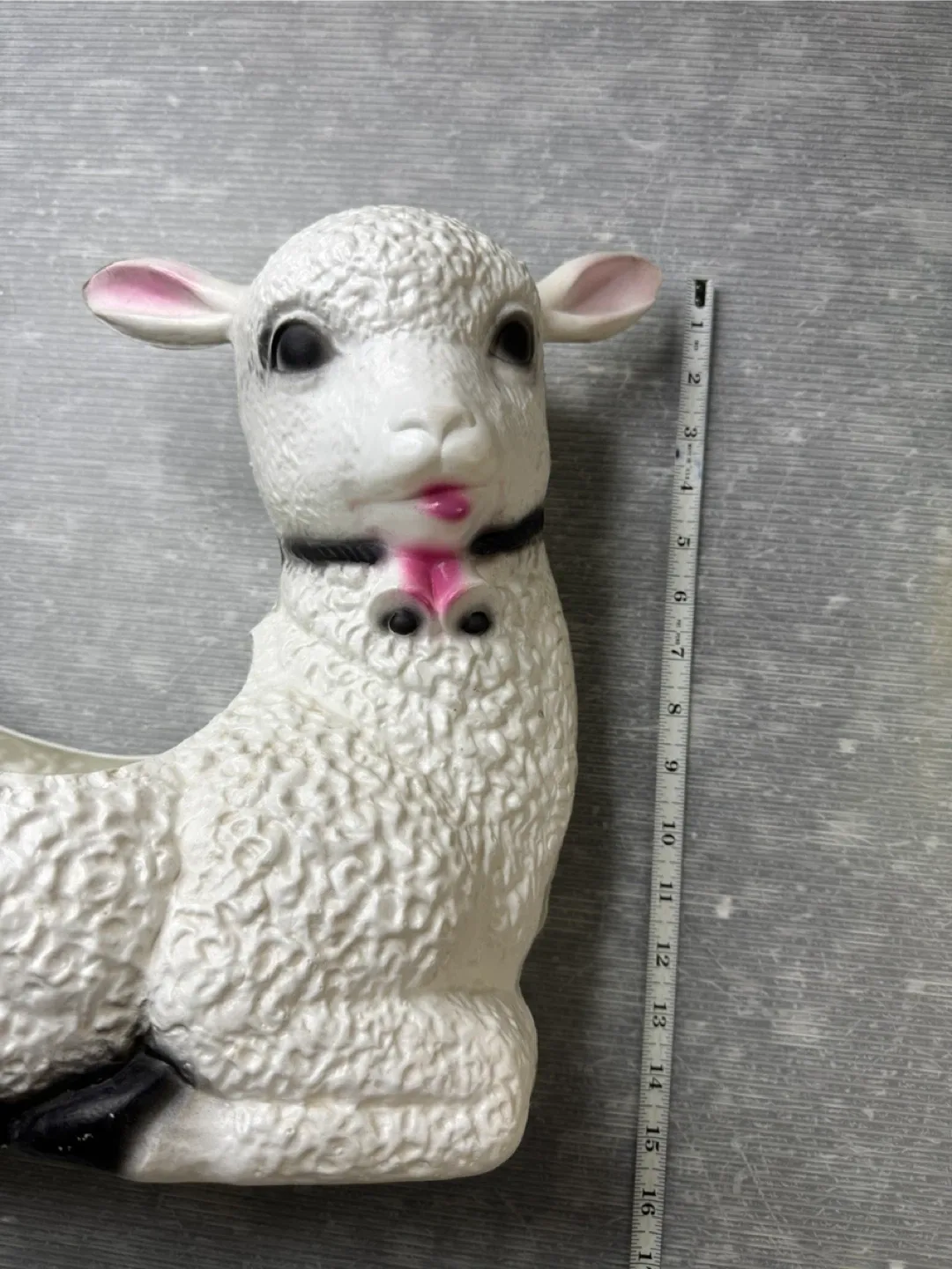 vintage BLOW MOLD LAMB Planter Flower Pot Easter Christmas image indicator(10)