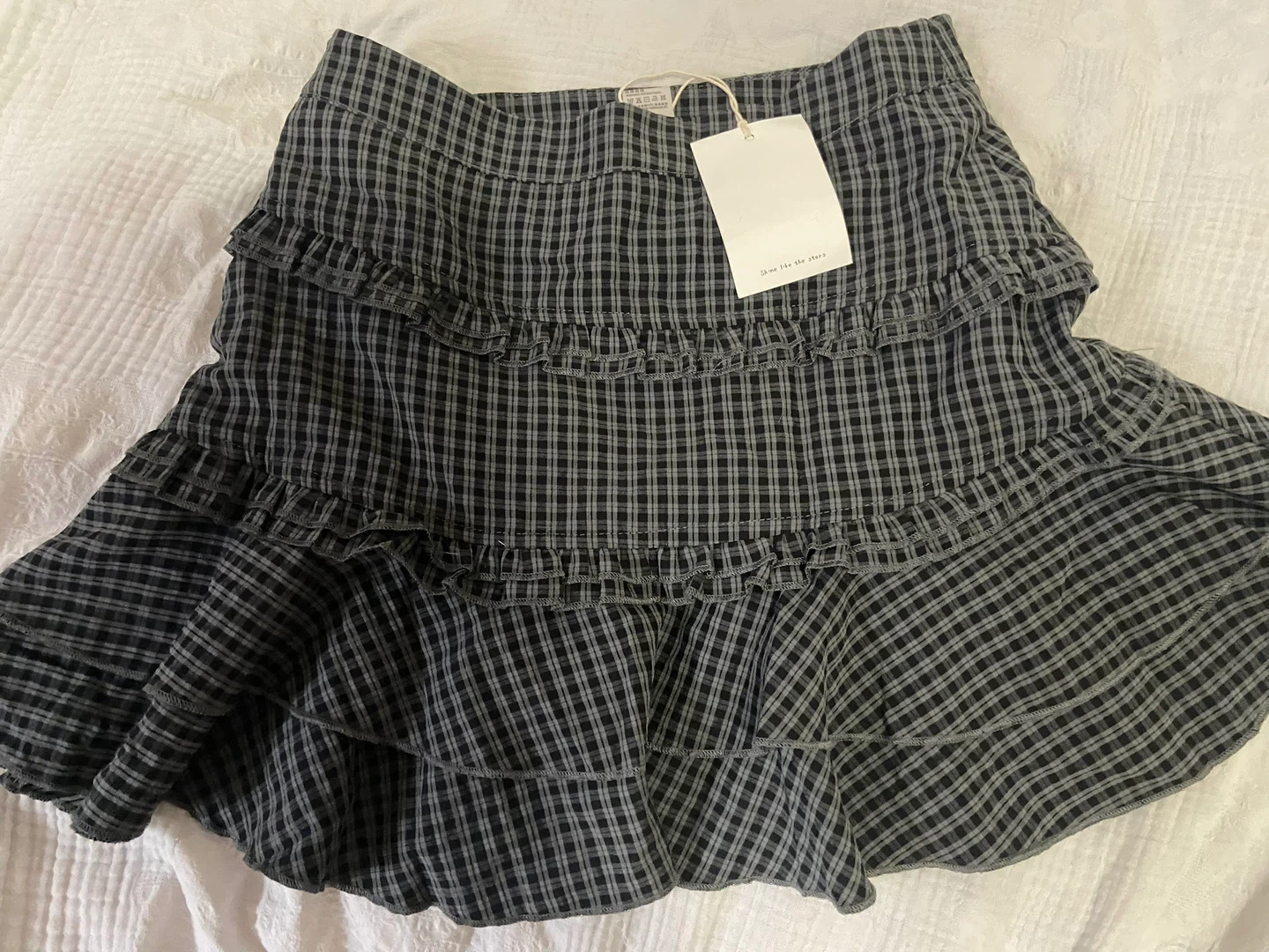 high waisted plaid ruffled skirt