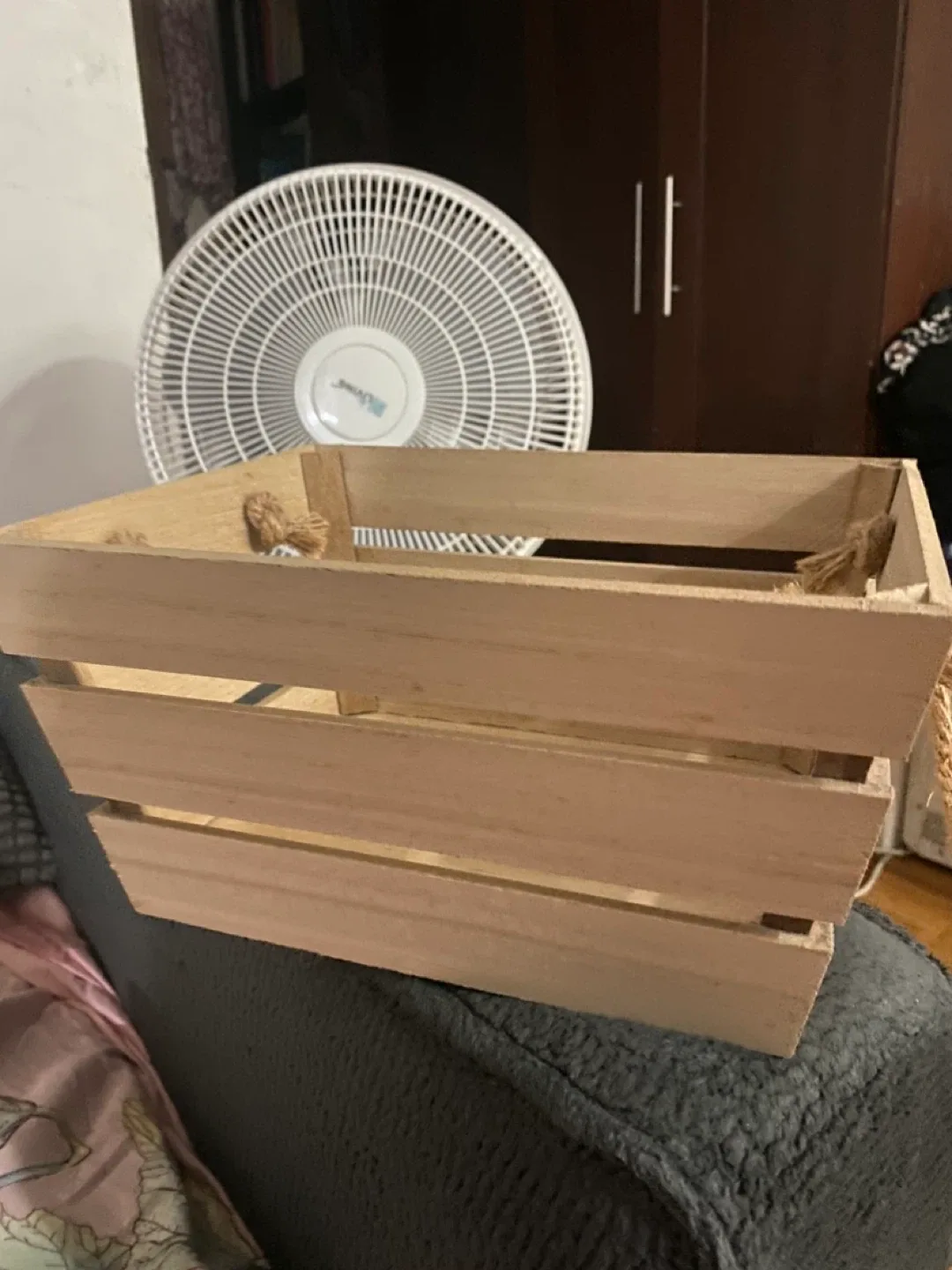 Wooden Storage Crate with Rope Handles thumbnail