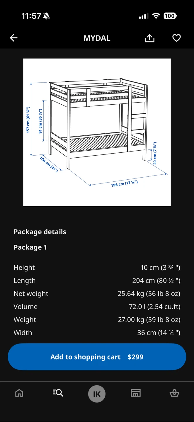 IKEA MYDAL Bunk Bed Frame - Twin Size - photo 3