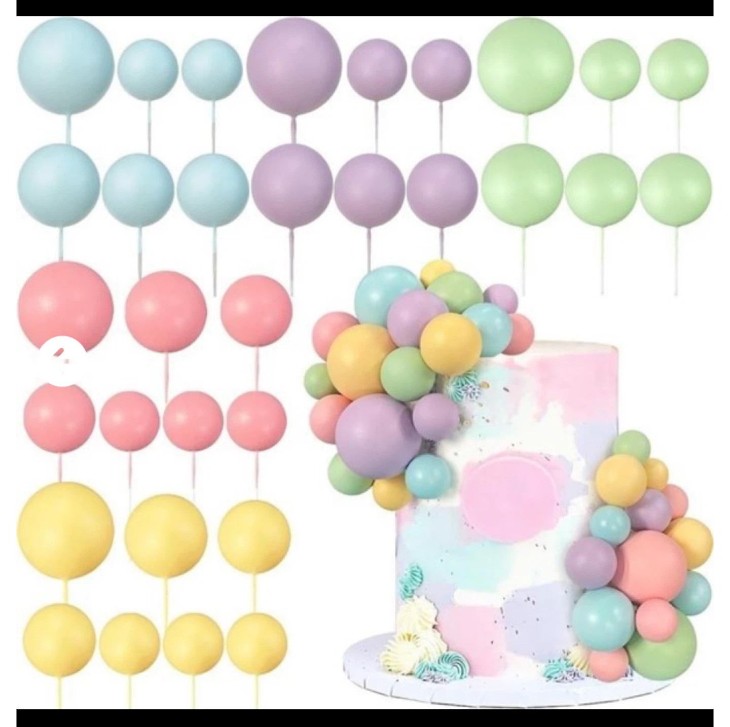 32 PCS Colorful Ball Shaped Cake Topper Balls