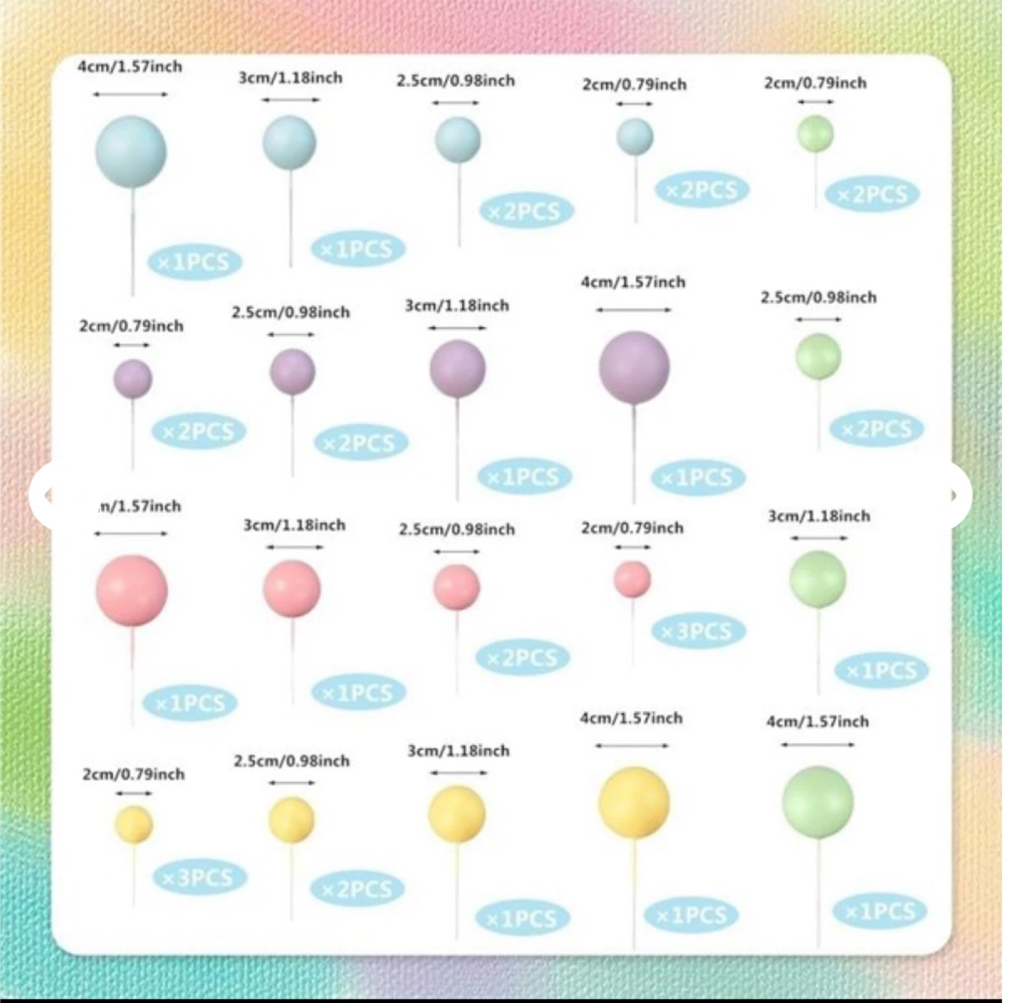 32 PCS Colorful Ball Shaped Cake Topper Balls - photo 2