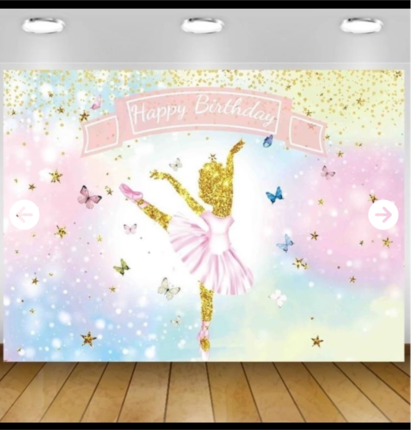 Ballerina Girls Birthday Backdrop 5x3Ft