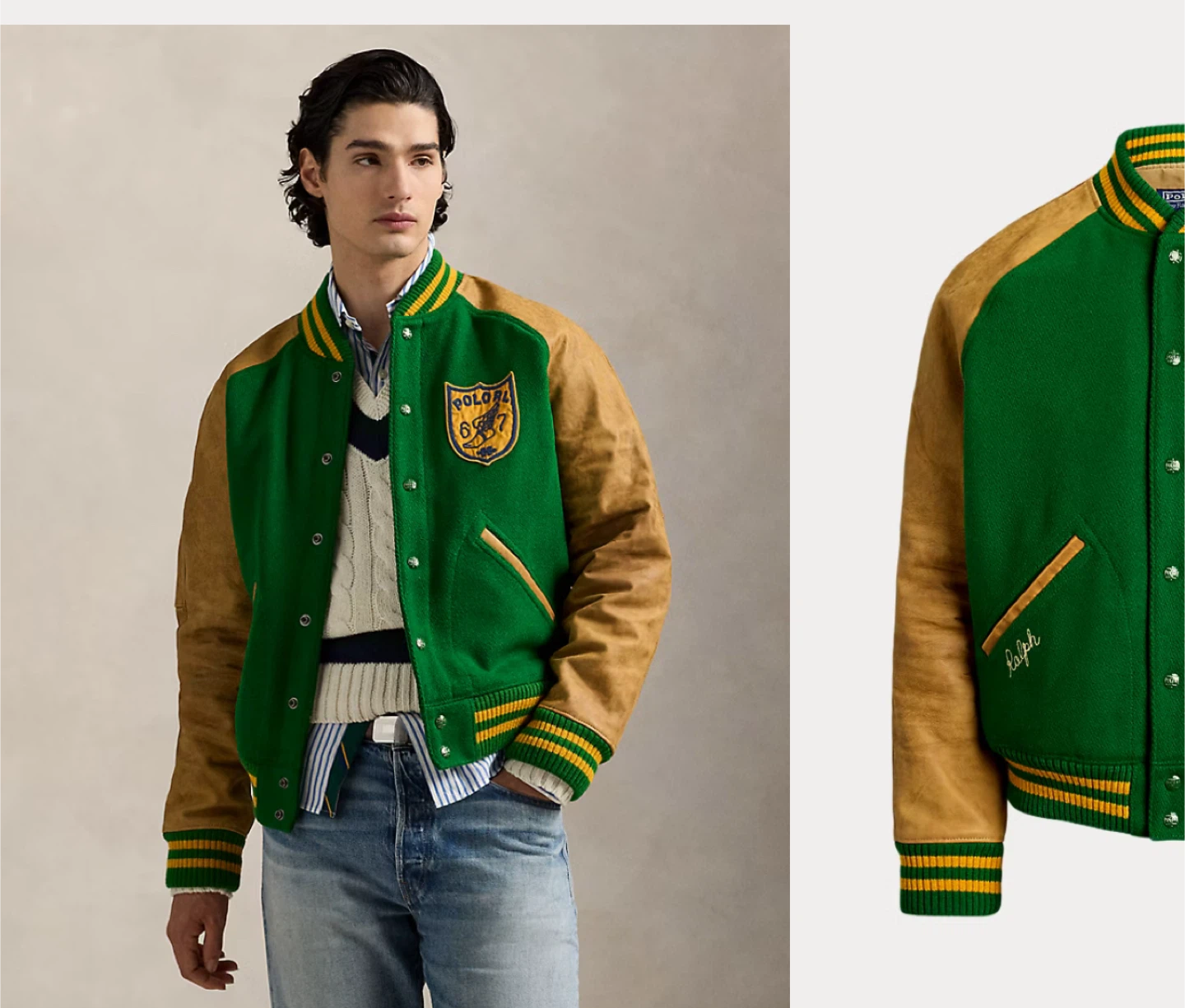Polo Ralph Lauren Vintage-Inspired Letterman Jacket - L - photo 5