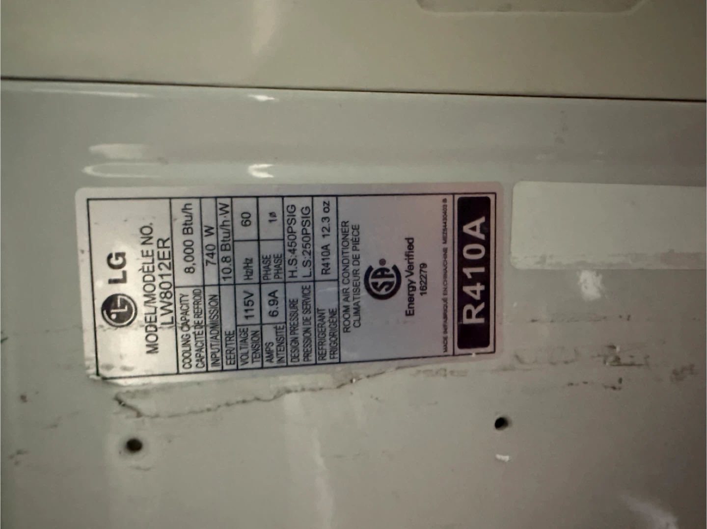 LG Window Air Conditioner LW80T2ER - photo 2