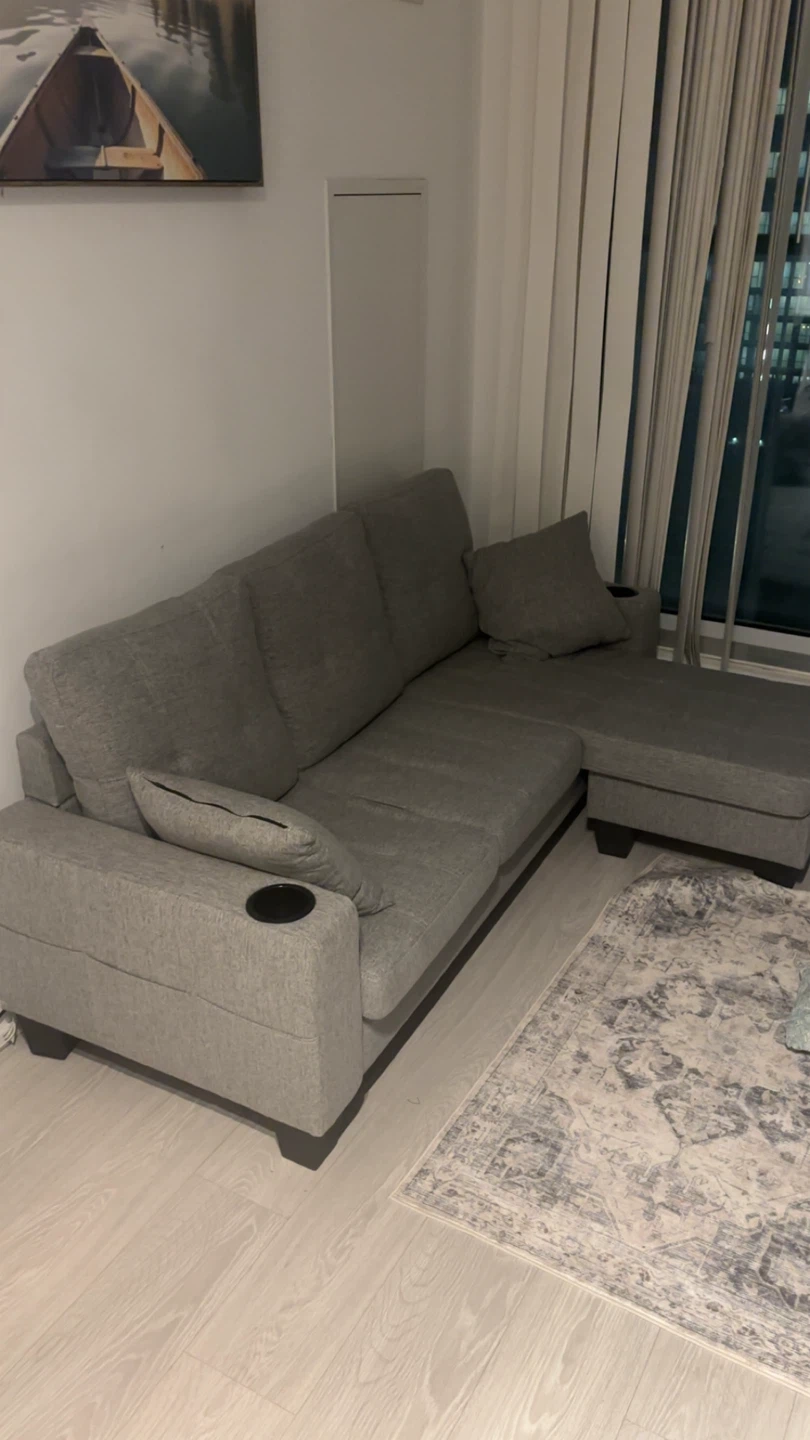 Grey Sectional Sofa with Chaise Lounge - photo 2