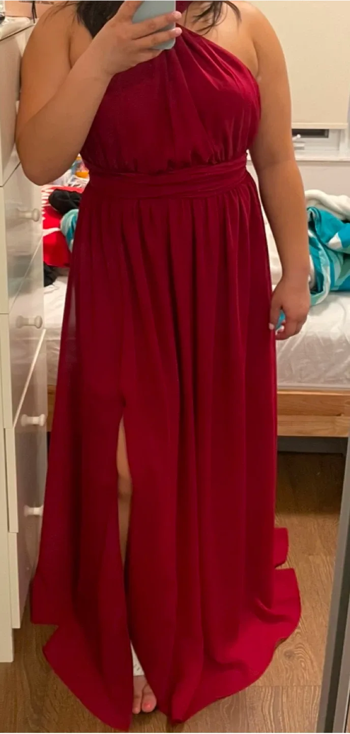 SHEIN Belle Burgundy Maxi Dress - L image indicator(3)