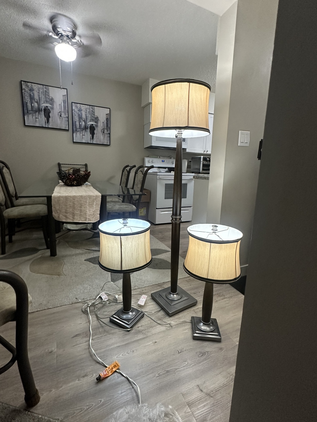 Modern Standing Lamp + 2 Matching Table Lamps (3 matching lamp)