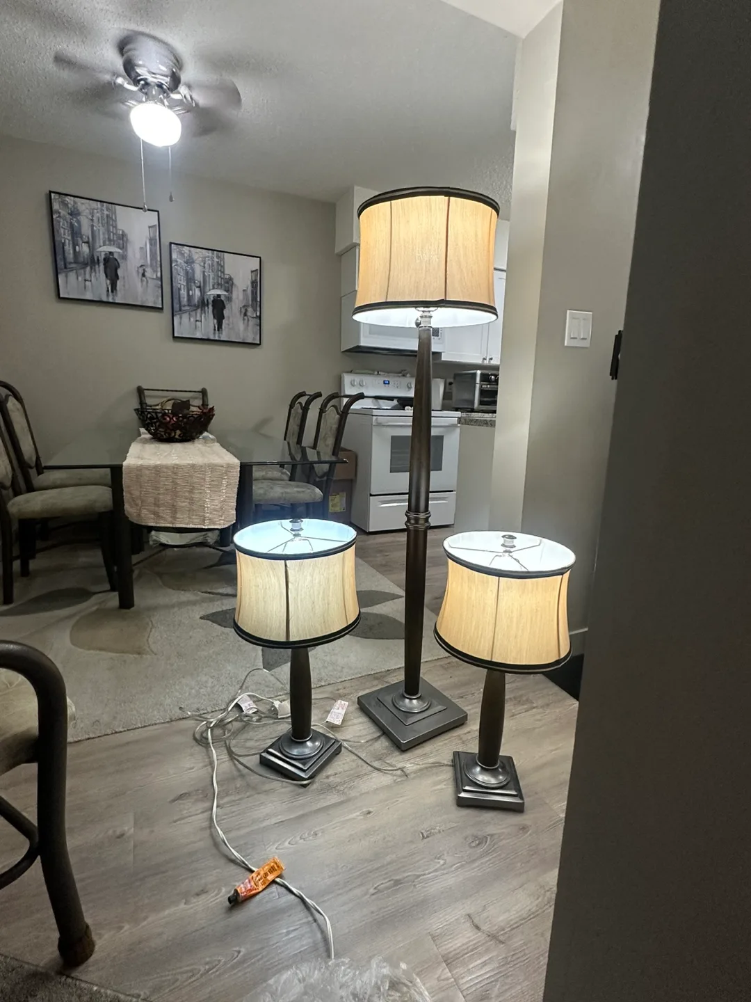 Modern Standing Lamp + 2 Matching Table Lamps (3 matching lamp) thumbnail