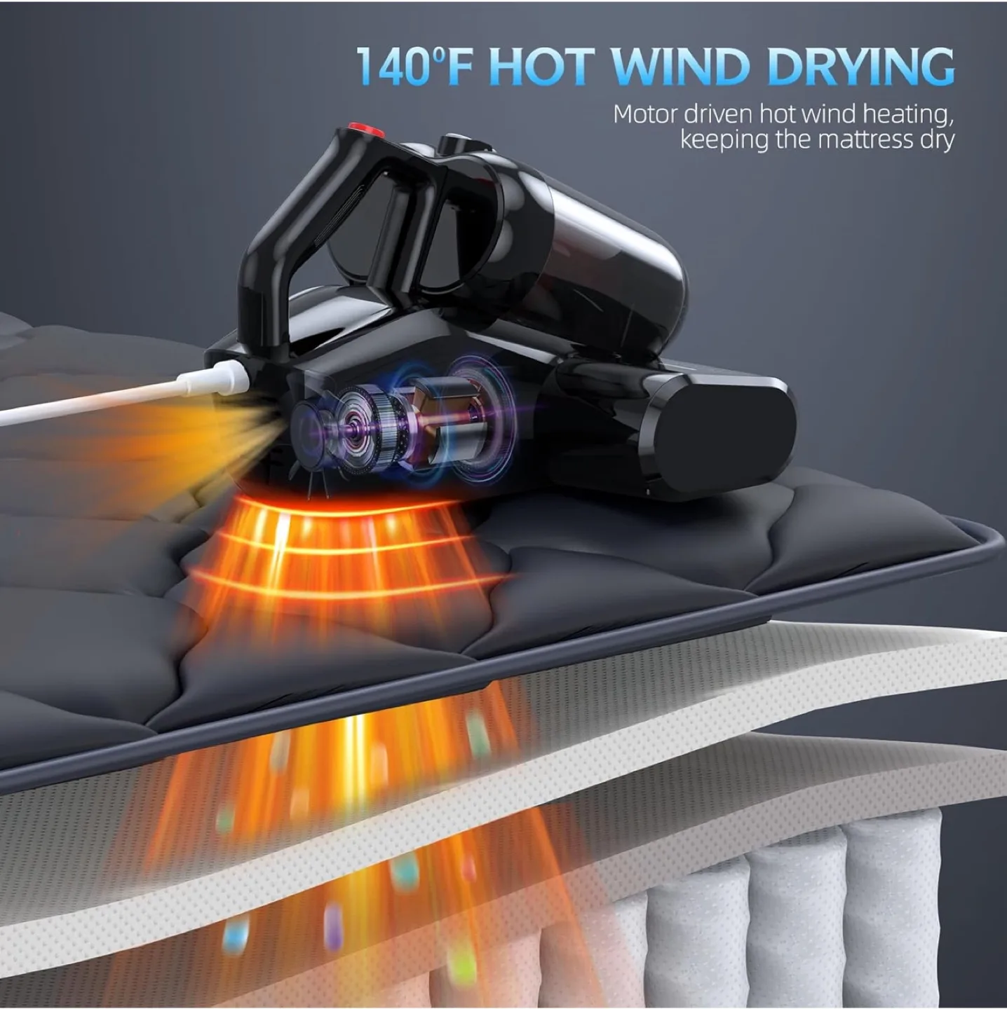 New Professional Bed Vacuum Cleaner with UV Light & Hot Air Dry image indicator(5)