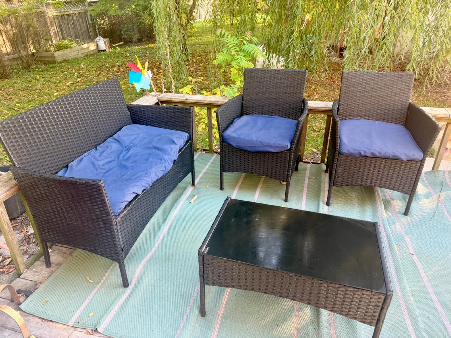 Wicker Patio Set - Loveseat, Chairs & Table