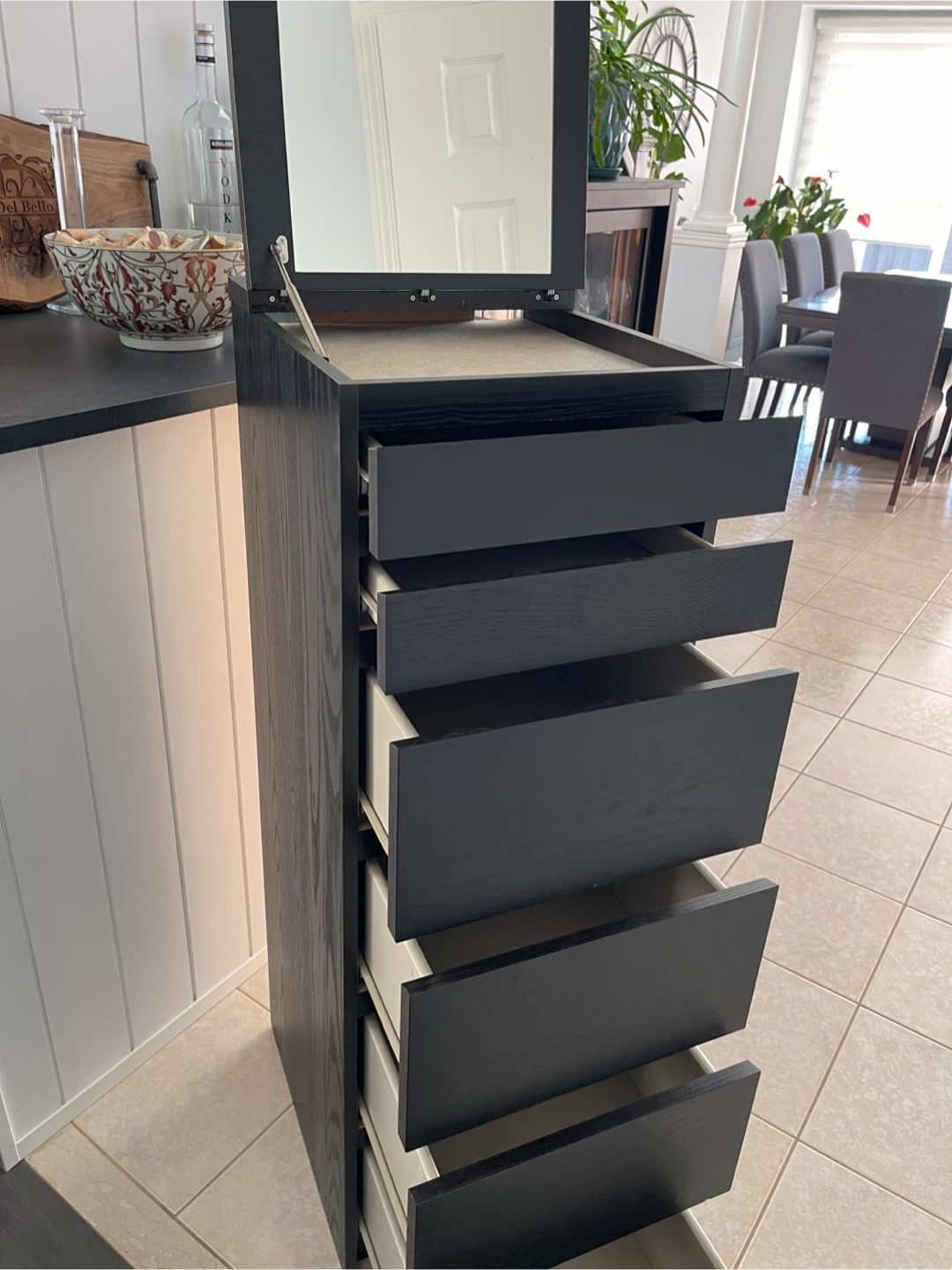 IKEA Tall Black Dresser with Mirror - photo 2