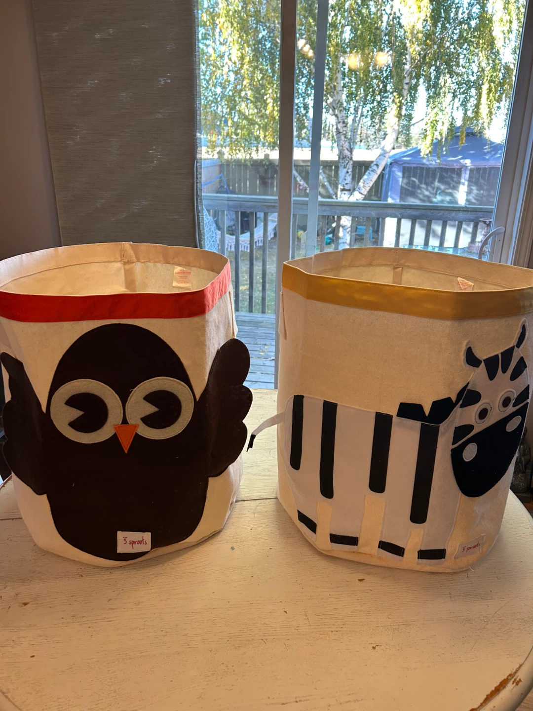 3 Sprouts Storage Bins - Owl, Zebra, Whale