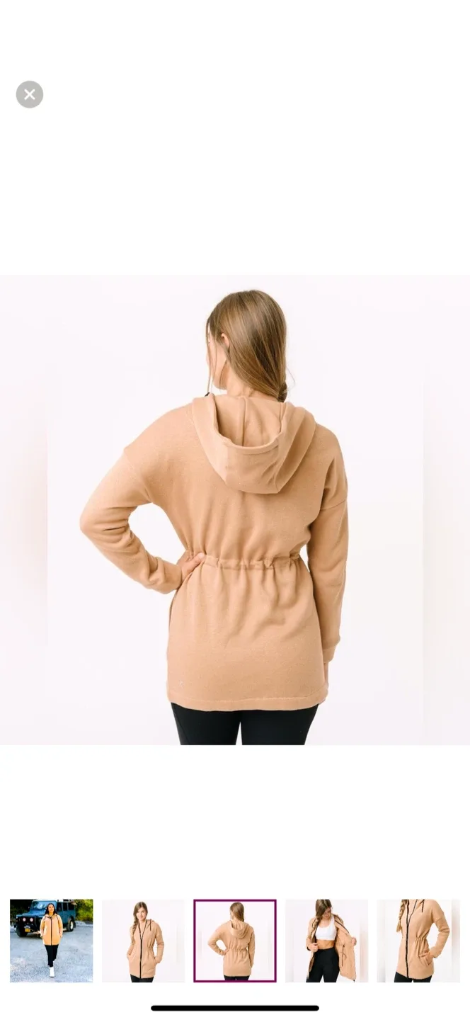 Zyia Camel Long Hoodie Sweatshirt Coat image indicator(3)
