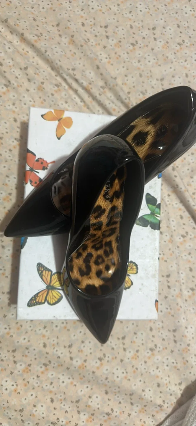 Azalea Wang Black Patent Leather Heels - Size 6 thumbnail