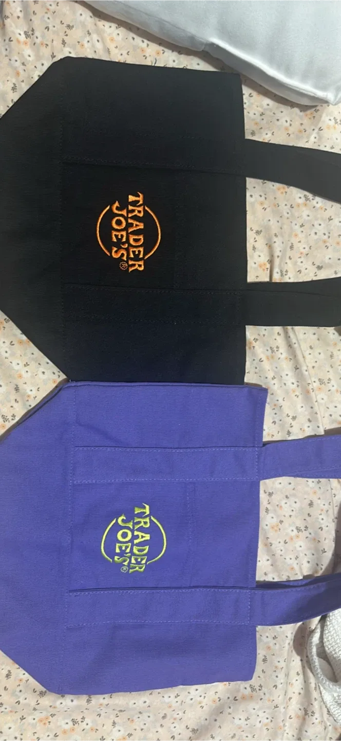 Trader Joe's Canvas Tote Bag - Black & Purple image indicator(3)