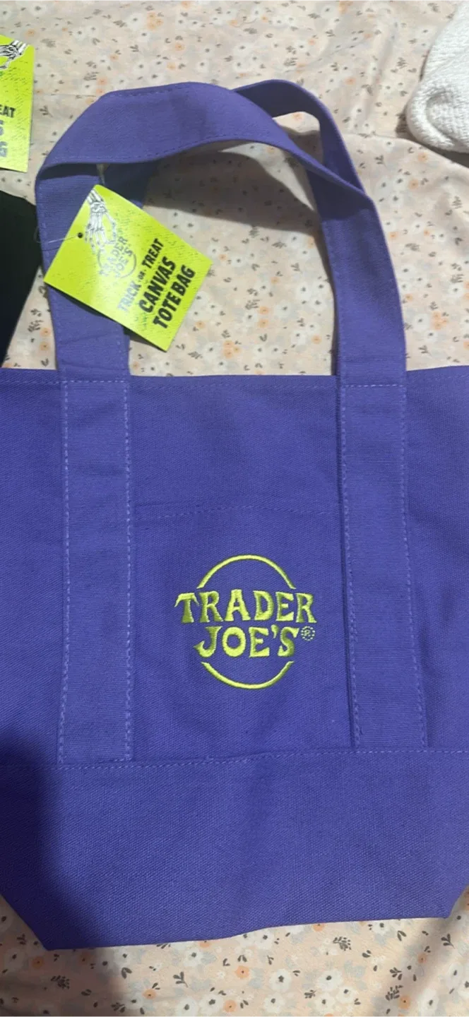 Trader Joe's Canvas Tote Bag - Black & Purple thumbnail