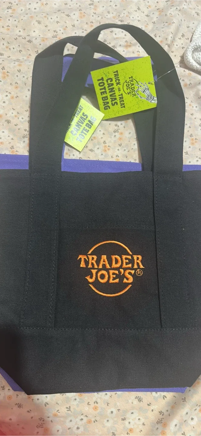 Trader Joe's Canvas Tote Bag - Black & Purple image indicator(2)