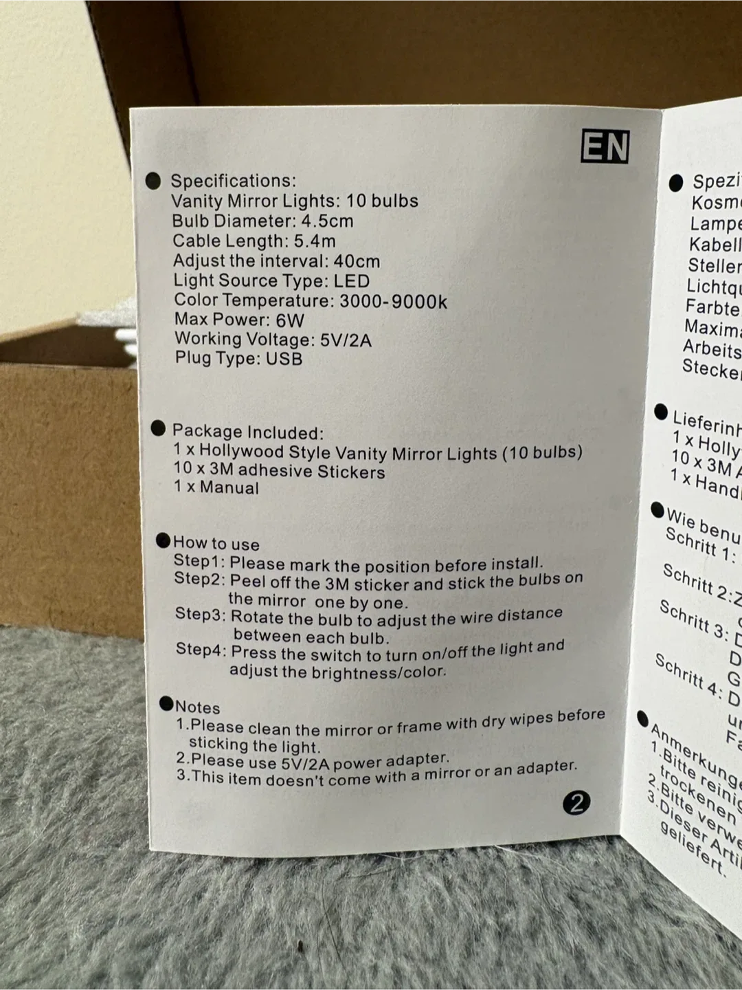 Vanity Mirror Lights - Hollywood Style, 10 Bulbs image indicator(2)