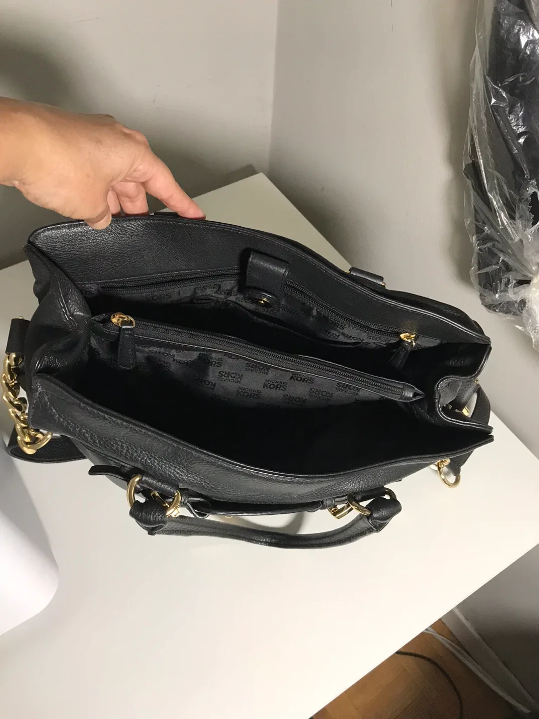 Michael Kors Black Leather Satchel thumbnail
