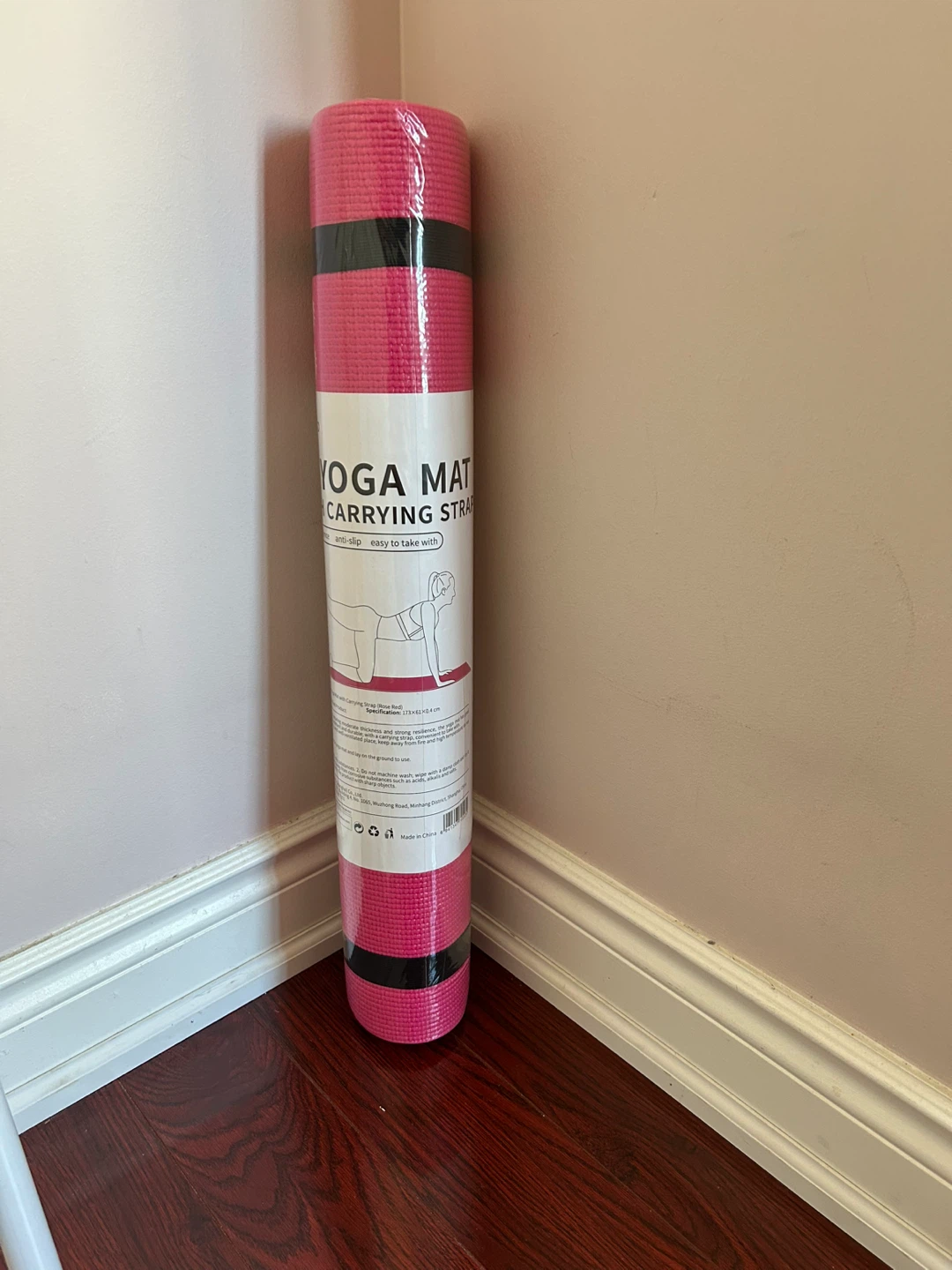 Mumuso Yoga Mat with Carrying Strap - Rose Red - photo 3