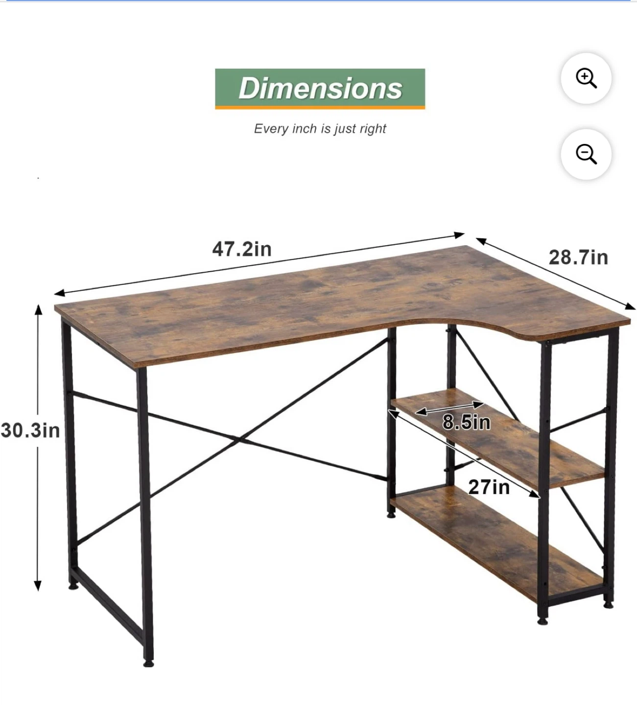 L-Shaped Corner Desk with Shelves***Desk only**