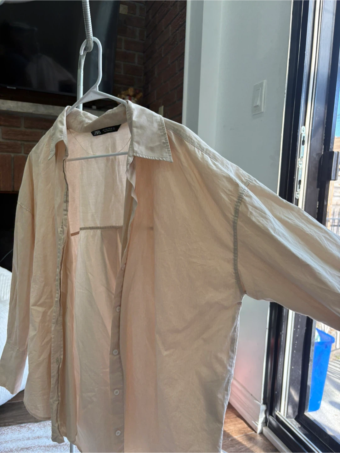 Zara Light baige Button-Up Shirt - Size L - photo 2