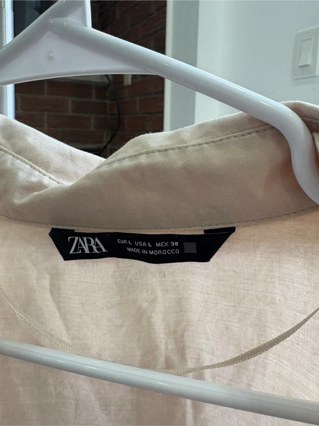 Zara Light baige Button-Up Shirt - Size L - photo 3